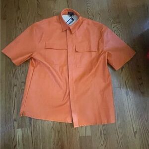 Orange Short Sleeve Button-Up Shirt